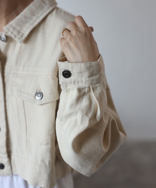 Fizz(フィズ)の「【Fizz/フィズ】 10oz ショート丈トラッカージャケット(デニムジャケット・レディース・アイボリー/ネイビー・FREE)」の17枚目の写真