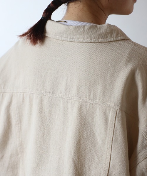 Fizz(フィズ)の「【Fizz/フィズ】 10oz ショート丈トラッカージャケット(デニムジャケット・レディース・アイボリー/ネイビー・FREE)」の18枚目の写真