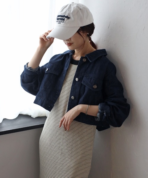 Fizz(フィズ)の「【Fizz/フィズ】 10oz ショート丈トラッカージャケット(デニムジャケット・レディース・アイボリー/ネイビー・FREE)」の20枚目の写真