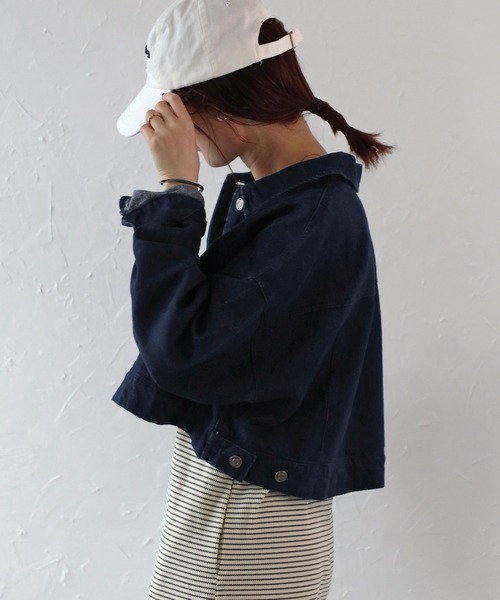 Fizz(フィズ)の「【Fizz/フィズ】 10oz ショート丈トラッカージャケット(デニムジャケット・レディース・アイボリー/ネイビー・FREE)」の21枚目の写真