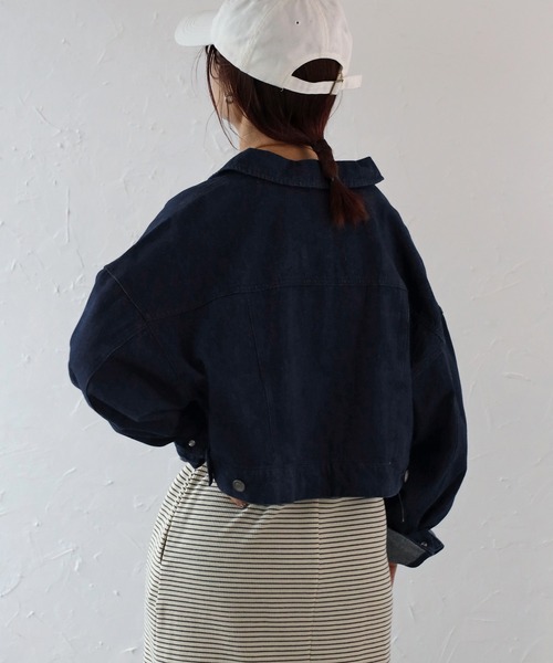Fizz(フィズ)の「【Fizz/フィズ】 10oz ショート丈トラッカージャケット(デニムジャケット・レディース・アイボリー/ネイビー・FREE)」の22枚目の写真