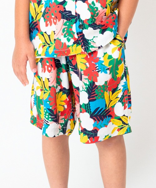 Moujonjon（ムージョンジョン）の「ボタニカル柄レーヨン5分丈ハーフパンツ（その他パンツ・キッズ・ブルー/ピンク・90/100/110/120/130/140）」の2枚目の写真