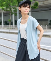 ボタンフロント 半袖 チュニック