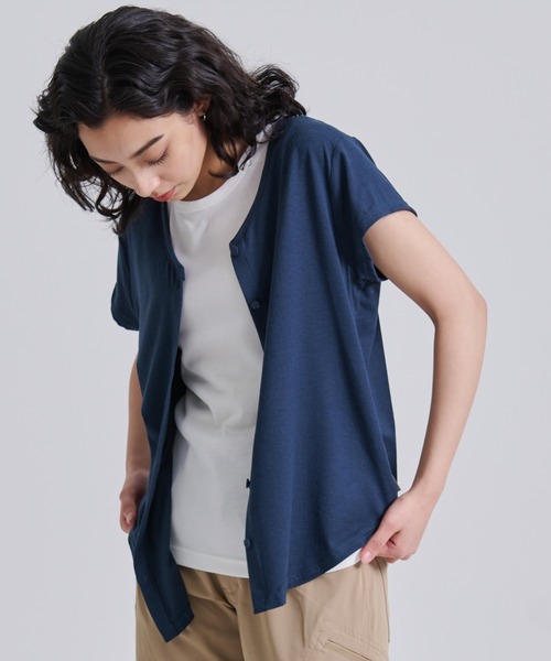 Eddie Bauer(エディーバウアー)の「ボタンフロント 半袖 チュニック(チュニック・レディース・ブラック/ネイビー/サックスブルー・L/XL/S/M)」の15枚目の写真