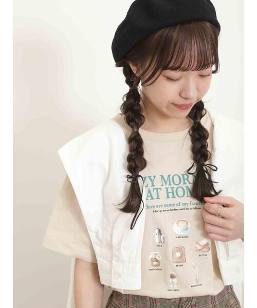 Samansa Mos2(サマンサ モスモス)の「転写プリントTシャツ(Tシャツ/カットソー・レディース・オフホワイト/グレー/ネイビー/ベージュ・F)」の4枚目の写真