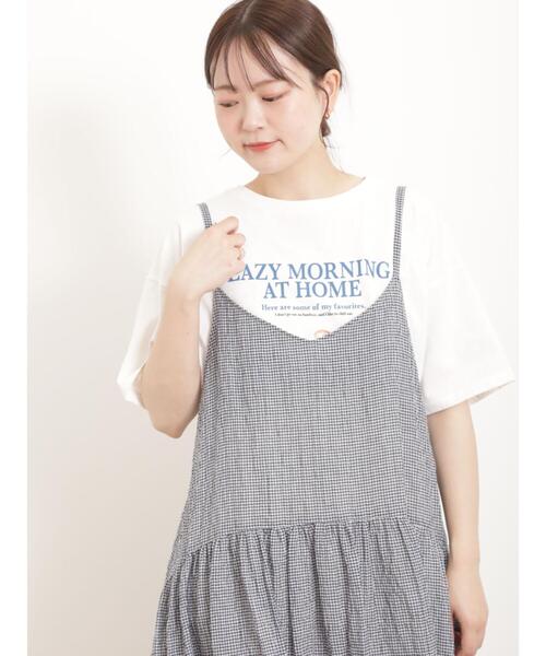 Samansa Mos2(サマンサ モスモス)の「転写プリントTシャツ(Tシャツ/カットソー・レディース・オフホワイト/グレー/ネイビー/ベージュ・F)」の2枚目の写真