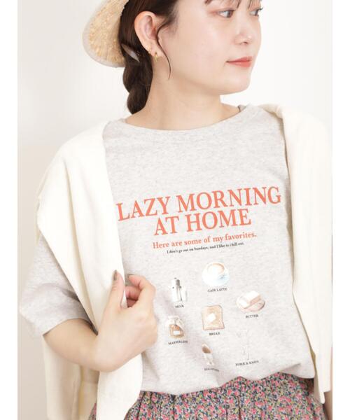Samansa Mos2(サマンサ モスモス)の「転写プリントTシャツ(Tシャツ/カットソー・レディース・オフホワイト/グレー/ネイビー/ベージュ・F)」の5枚目の写真
