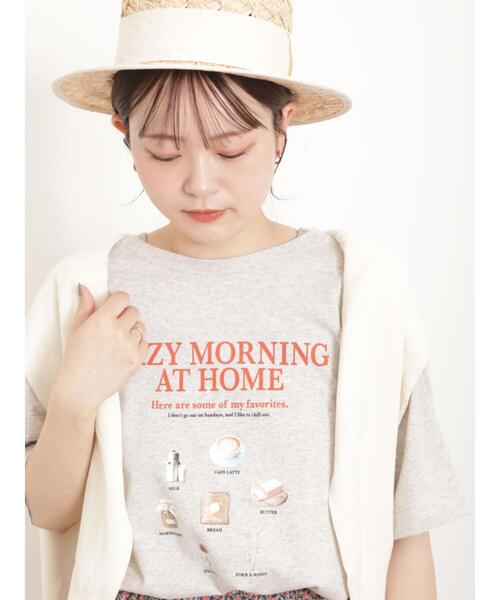 Samansa Mos2(サマンサ モスモス)の「転写プリントTシャツ(Tシャツ/カットソー・レディース・オフホワイト/グレー/ネイビー/ベージュ・F)」の6枚目の写真