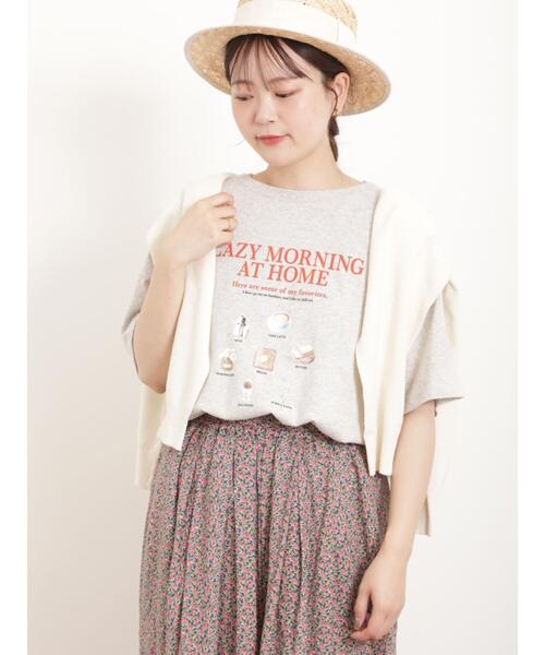 Samansa Mos2(サマンサ モスモス)の「転写プリントTシャツ(Tシャツ/カットソー・レディース・オフホワイト/グレー/ネイビー/ベージュ・F)」の7枚目の写真