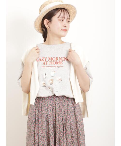 Samansa Mos2(サマンサ モスモス)の「転写プリントTシャツ(Tシャツ/カットソー・レディース・オフホワイト/グレー/ネイビー/ベージュ・F)」の8枚目の写真