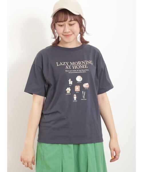 Samansa Mos2(サマンサ モスモス)の「転写プリントTシャツ(Tシャツ/カットソー・レディース・オフホワイト/グレー/ネイビー/ベージュ・F)」の13枚目の写真