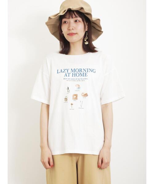 Samansa Mos2(サマンサ モスモス)の「転写プリントTシャツ(Tシャツ/カットソー・レディース・オフホワイト/グレー/ネイビー/ベージュ・F)」の21枚目の写真
