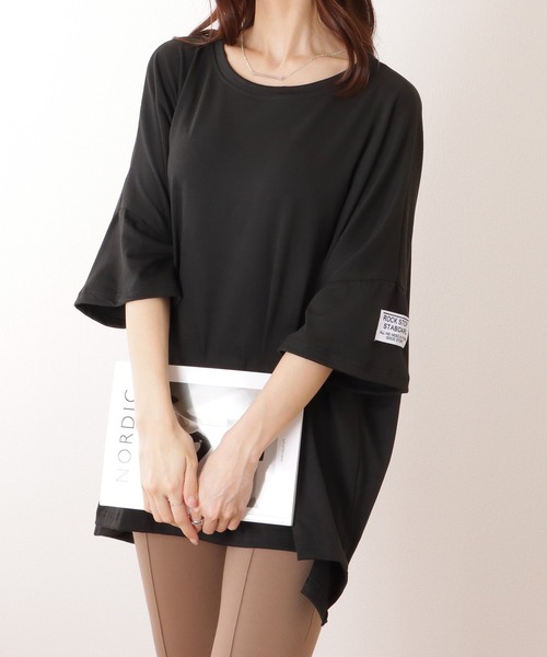 Lace Ladies(レースレディース)の「ネームタグ付き ビッグサイズ クルーネック 半袖 Tシャツ(Tシャツ/カットソー・レディース・グリーン/ブラック/グレー・FREE)」の4枚目の写真