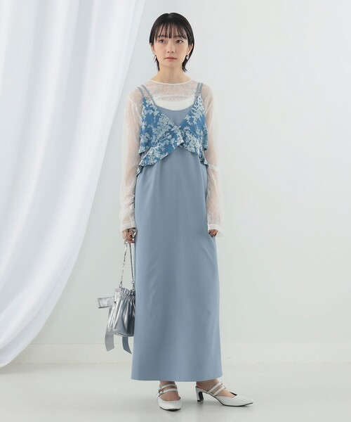 Ray BEAMS（レイビームス）の「Ray BEAMS / オパール キャミ レイヤー ワンピース（ワンピース・レディース・サックスブルー/ブラック・1/0）」の9枚目の写真