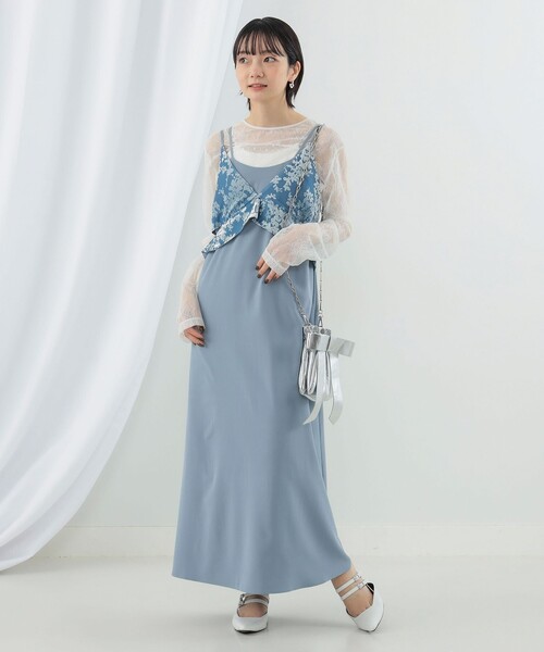 Ray BEAMS（レイビームス）の「Ray BEAMS / オパール キャミ レイヤー ワンピース（ワンピース・レディース・サックスブルー/ブラック・1/0）」の10枚目の写真