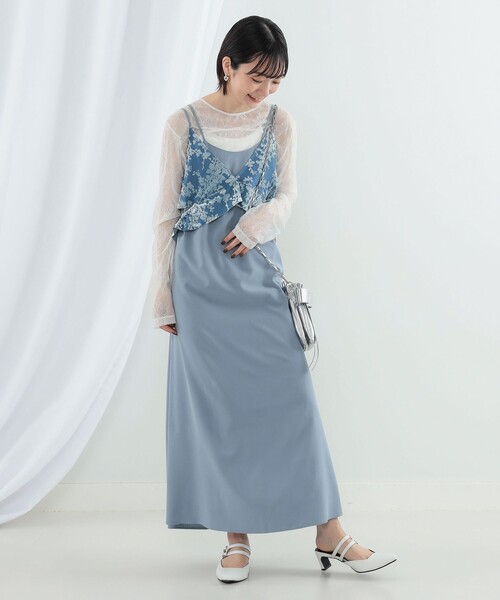 Ray BEAMS（レイビームス）の「Ray BEAMS / オパール キャミ レイヤー ワンピース（ワンピース・レディース・サックスブルー/ブラック・1/0）」の12枚目の写真
