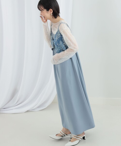 Ray BEAMS（レイビームス）の「Ray BEAMS / オパール キャミ レイヤー ワンピース（ワンピース・レディース・サックスブルー/ブラック・1/0）」の14枚目の写真