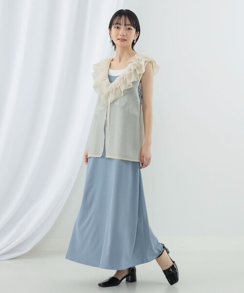 Ray BEAMS（レイビームス）の「Ray BEAMS / オパール キャミ レイヤー ワンピース（ワンピース・レディース・サックスブルー/ブラック・1/0）」の16枚目の写真