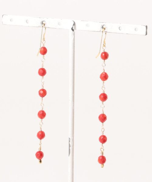 tone(トーン)の「【jebi】14kgf 天然石のロングピアス(MA)(ピアス(両耳用)・レディース・ネイビー/レッド・FREE)」の3枚目の写真