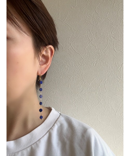 tone(トーン)の「【jebi】14kgf 天然石のロングピアス(MA)(ピアス(両耳用)・レディース・ネイビー/レッド・FREE)」の8枚目の写真