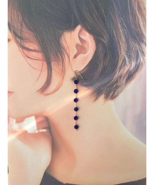 tone(トーン)の「【jebi】14kgf 天然石のロングピアス(MA)(ピアス(両耳用)・レディース・ネイビー/レッド・FREE)」の6枚目の写真