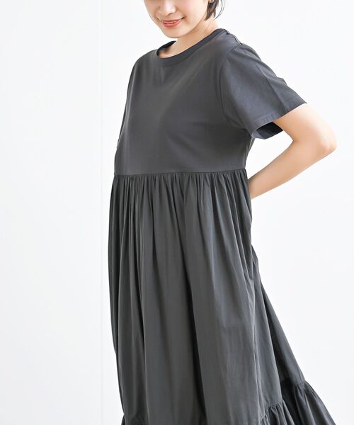rps（アールピーエス）の「カット×布帛切替ティアードワンピース（ワンピース・レディース・ブラック/チャコールグレー/ブルー・フリー）」の7枚目の写真
