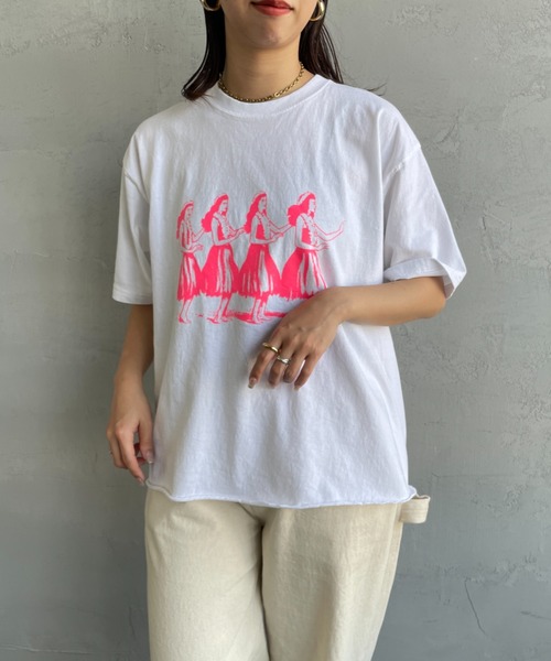 FUNG（ファング）の「[FUNG/ファング] HULA GIRLS カットオフプリントTシャツ（Tシャツ/カットソー・レディース・ホワイト/ピンク・M）」の10枚目の写真