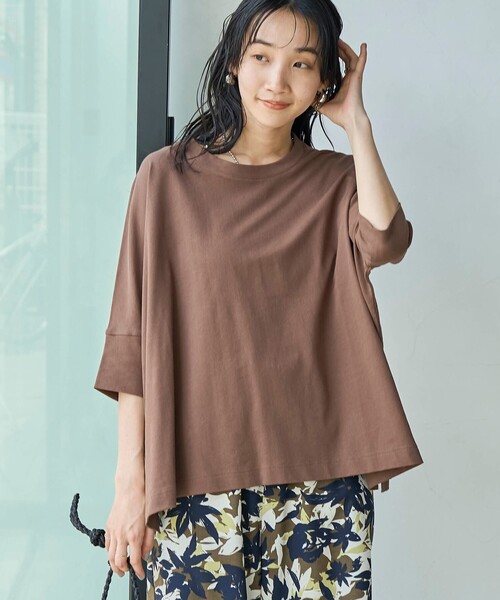 coen(コーエン)の「SARAH TWISTテントシルエットプルオーバー(Tシャツ/カットソー・レディース・ブラウン/ベージュ/ブラック/オフホワイト・L/M)」の8枚目の写真