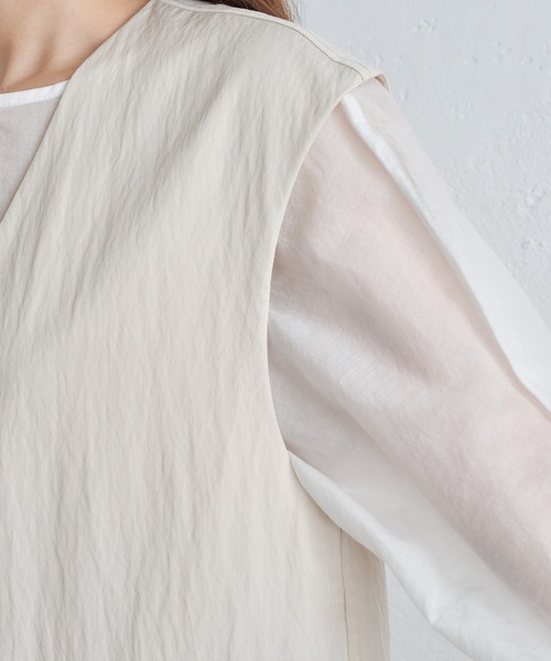 新品タグ付 ピュアルセシン 25SS ノーカラーダブルデザインジレベスト 完売品 ノーカラーダブルデザインジレベスト（ベスト）｜PUAL CE CIN