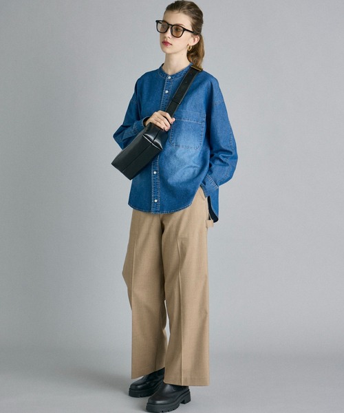 INED CLARO(イネドクラロ)の「【接触冷感】6.5ozデニムシャツ(シャツ/ブラウス・レディース・ブルー/サックスブルー・フリー)」の6枚目の写真