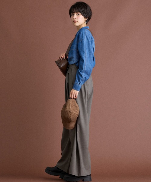 INED CLARO(イネドクラロ)の「【接触冷感】6.5ozデニムシャツ(シャツ/ブラウス・レディース・ブルー/サックスブルー・フリー)」の11枚目の写真