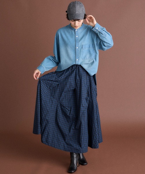 INED CLARO(イネドクラロ)の「【接触冷感】6.5ozデニムシャツ(シャツ/ブラウス・レディース・ブルー/サックスブルー・フリー)」の14枚目の写真