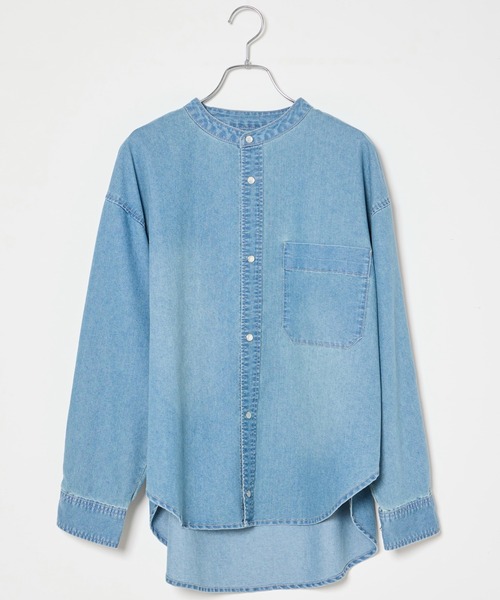INED CLARO(イネドクラロ)の「【接触冷感】6.5ozデニムシャツ(シャツ/ブラウス・レディース・ブルー/サックスブルー・フリー)」の19枚目の写真