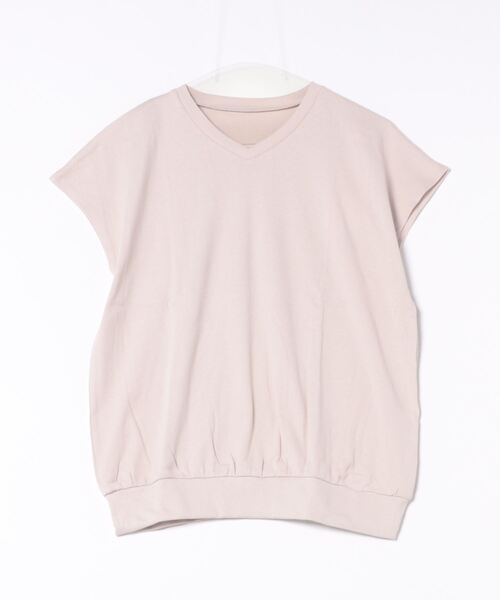 and it_(アンドイット)の「コットンフライスVネックフレンチTシャツ(Tシャツ/カットソー・レディース・ピンクベージュ・M-L)」の6枚目の写真