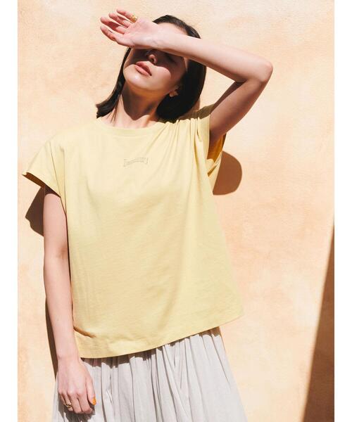 Samansa Mos2 blue（サマンサモスモスブルー）の「フレンチスリーブTシャツ（Tシャツ/カットソー・レディース・オフホワイト/シルバーグレー/ブルー/チャコールグレー/イエロー・F）」の5枚目の写真