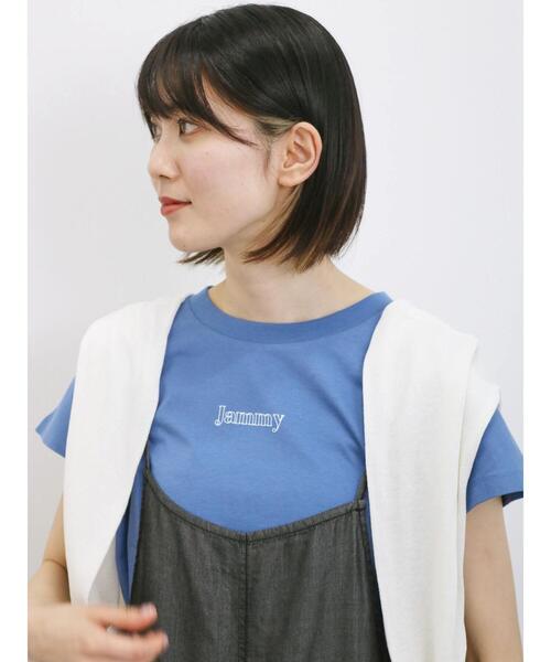 Samansa Mos2 blue（サマンサモスモスブルー）の「フレンチスリーブTシャツ（Tシャツ/カットソー・レディース・オフホワイト/シルバーグレー/ブルー/チャコールグレー/イエロー・F）」の4枚目の写真