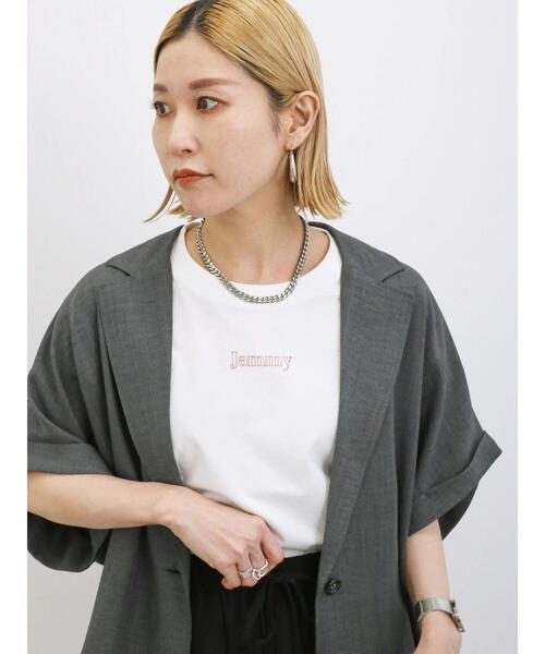 Samansa Mos2 blue（サマンサモスモスブルー）の「フレンチスリーブTシャツ（Tシャツ/カットソー・レディース・オフホワイト/シルバーグレー/ブルー/チャコールグレー/イエロー・F）」の9枚目の写真