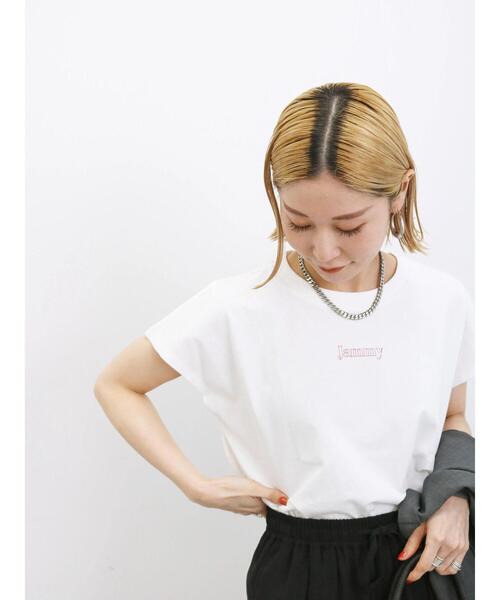 Samansa Mos2 blue（サマンサモスモスブルー）の「フレンチスリーブTシャツ（Tシャツ/カットソー・レディース・オフホワイト/シルバーグレー/ブルー/チャコールグレー/イエロー・F）」の10枚目の写真