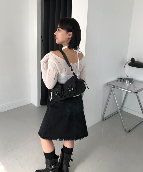 cream creme(クリームクレーム)の「2ポケットボストンショルダーバッグ(ショルダーバッグ・レディース・カーキ/ブラック/ホワイト・FREE)」の8枚目の写真