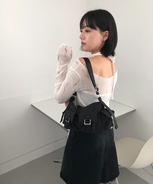 cream creme(クリームクレーム)の「2ポケットボストンショルダーバッグ(ショルダーバッグ・レディース・カーキ/ブラック/ホワイト・FREE)」の15枚目の写真