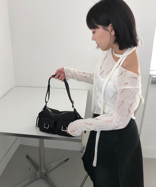 cream creme(クリームクレーム)の「2ポケットボストンショルダーバッグ(ショルダーバッグ・レディース・カーキ/ブラック/ホワイト・FREE)」の16枚目の写真