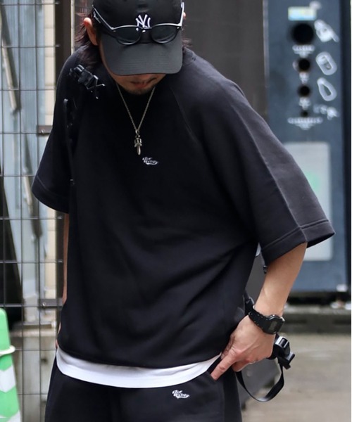 wissty(ウィスティー)の「wissty-ロゴ刺繍スウェットTEE(Tシャツ/カットソー・メンズ・グレー/ブラック・L/M)」の3枚目の写真