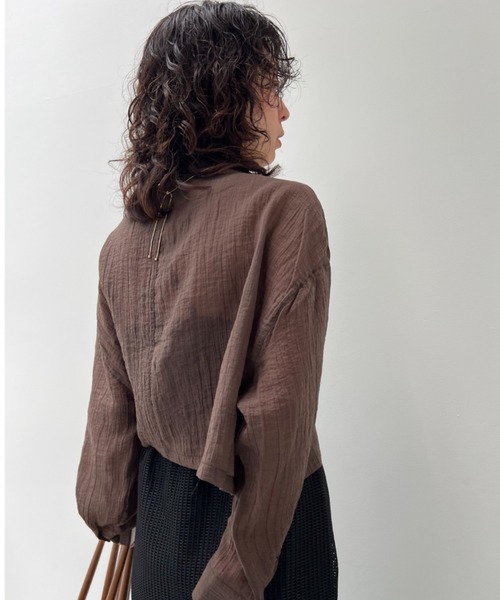 y/m（イム）の「シアーワッシャークロップドシャツ（シャツ/ブラウス・レディース・ホワイト/ブラウン・FREE）」の10枚目の写真