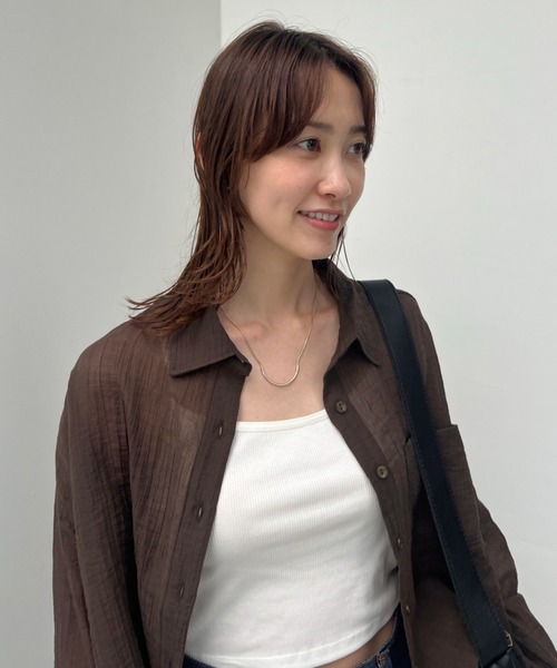 y/m（イム）の「シアーワッシャークロップドシャツ（シャツ/ブラウス・レディース・ホワイト/ブラウン・FREE）」の20枚目の写真