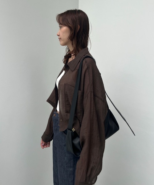 y/m（イム）の「シアーワッシャークロップドシャツ（シャツ/ブラウス・レディース・ホワイト/ブラウン・FREE）」の22枚目の写真
