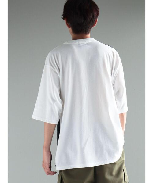 CRAFT STANDARD BOUTIQUE(クラフトスタンダードブティック)の「ブロッキング半袖ニットTEE(Tシャツ/カットソー・メンズ・ブラック/オフホワイト/ネイビー・M/L/XL)」の22枚目の写真