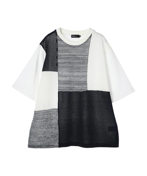 CRAFT STANDARD BOUTIQUE(クラフトスタンダードブティック)の「ブロッキング半袖ニットTEE(Tシャツ/カットソー・メンズ・ブラック/オフホワイト/ネイビー・M/L/XL)」の11枚目の写真