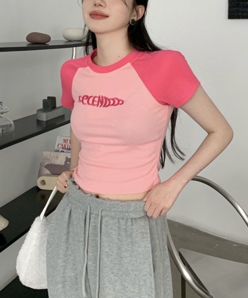 VIBGYOR(ヴィブジョー)の「【EIZZ/アイズ】ショート 半袖 リブ Tシャツ ラグラン(Tシャツ/カットソー・レディース・ネイビー/ピンク・SMALL/MEDIUM/LARGE)」の20枚目の写真