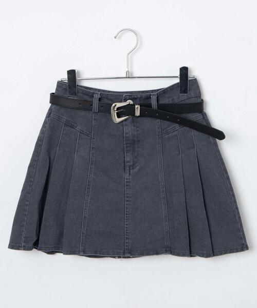 Figments（フィグメンツ）の「ベルト付きデニムプリーツミニスカート（デニムスカート・レディース・グレー/ブラック・SMALL/MEDIUM）」の17枚目の写真