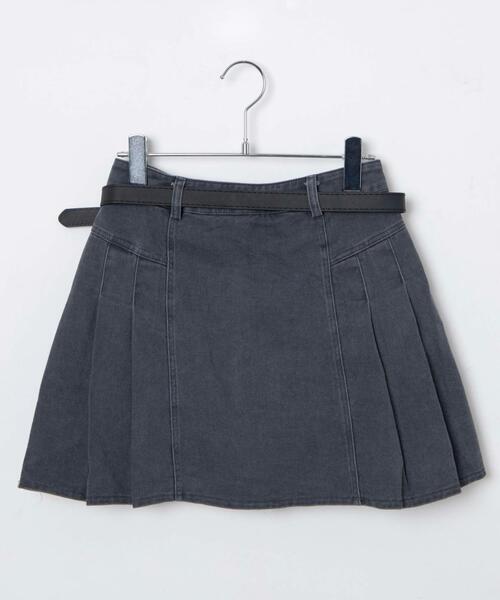 Figments（フィグメンツ）の「ベルト付きデニムプリーツミニスカート（デニムスカート・レディース・グレー/ブラック・SMALL/MEDIUM）」の19枚目の写真